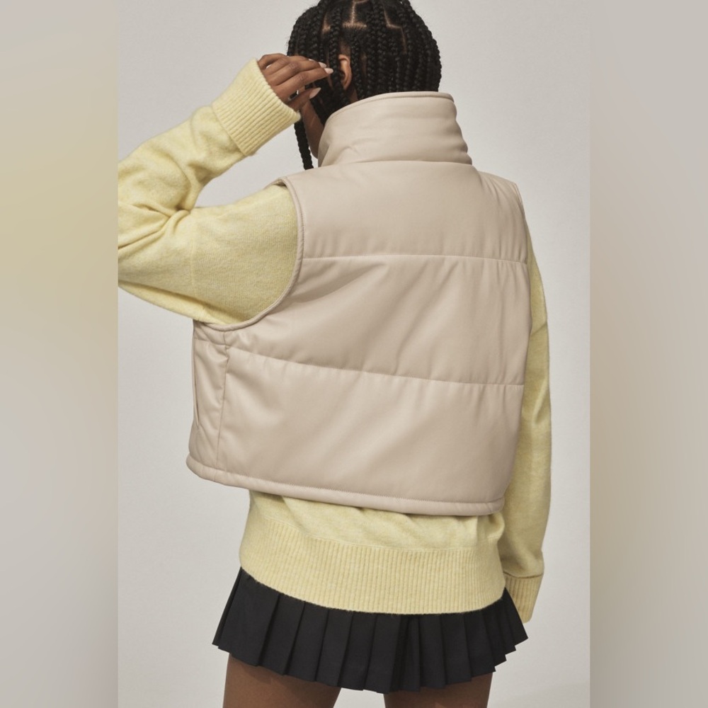 By Anthropologie Faux-Leather Puffer Vest S/M EUC $168